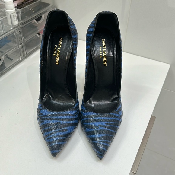 Saint Laurent zebra print pumps in blue and black size 39.5 worn once - Picture 1 of 4